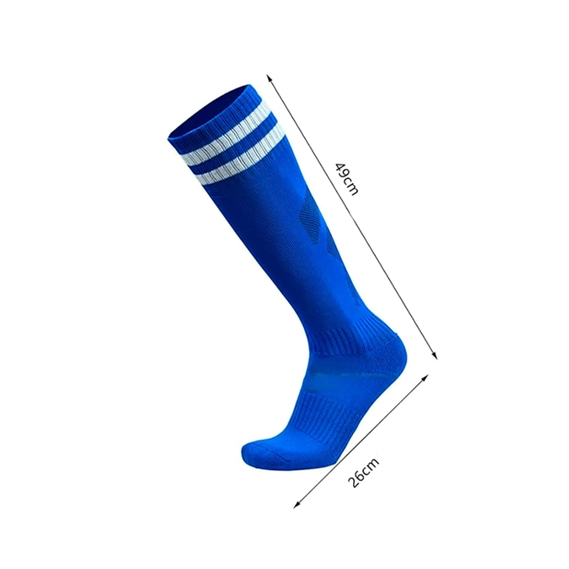 CALCETINES FUTBOL PACK 10X CALIDAD B - AZUL RAYAS BLANCAS - 2
