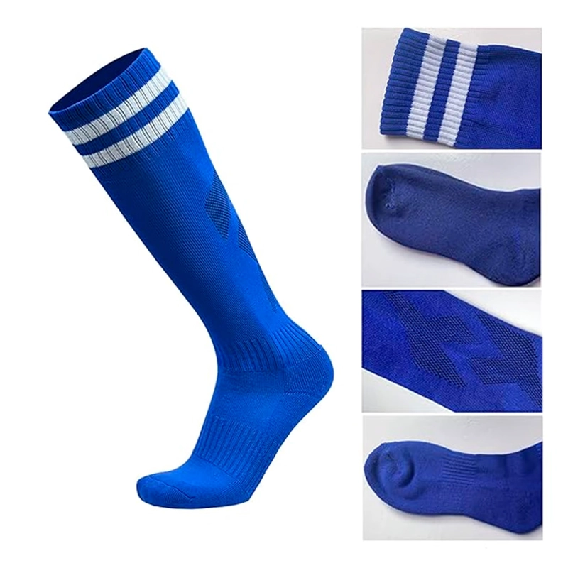 CALCETINES FUTBOL PACK 10X CALIDAD B - AZUL RAYAS BLANCAS - 3
