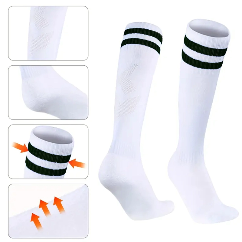 CALCETINES FUTBOL PACK 10X CALIDAD A - BLANCO RAYAS NEGRAS - 2