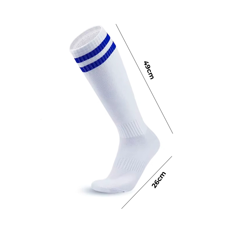CALCETINES FUTBOL PACK 10X CALIDAD A - AZUL RAYAS BLANCAS - 1