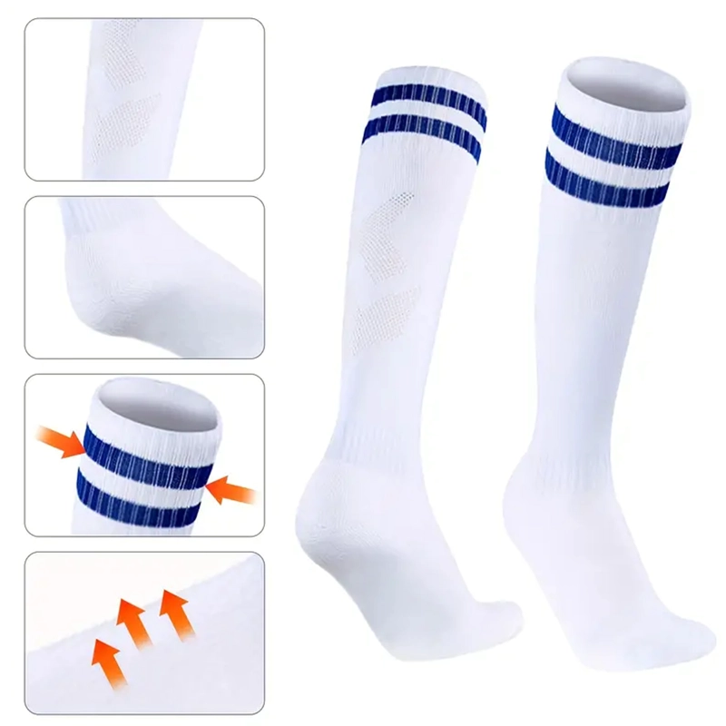 CALCETINES FUTBOL PACK 10X CALIDAD A - AZUL RAYAS BLANCAS - 2