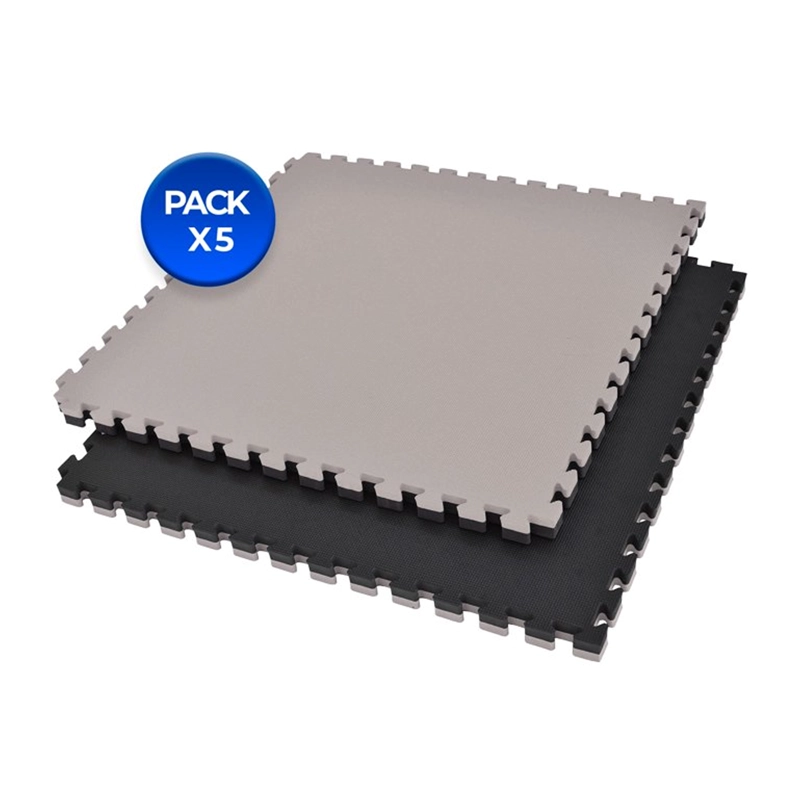 PACK 5X TATAMI 4,0 CM GROSOR - 100 X 100 CM - NEGRO / GRIS - 1
