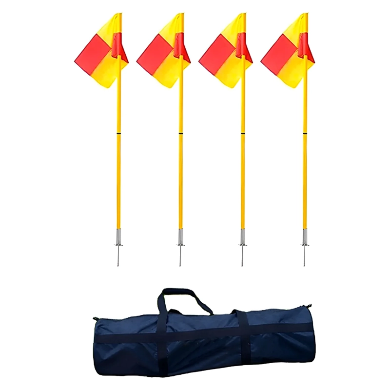 PACK 4X ESTACA + BOLSO CON BANDERA Y PUNTA DE FIERRO MK-858 AMARILLO - 1