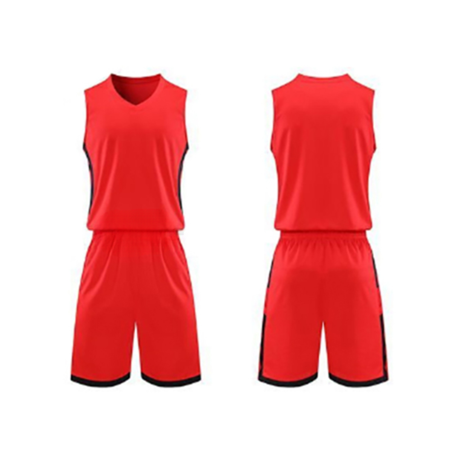 UNIFORME DE BASKETBALL UNISEX DISEÑO 206580 / (ROJO / NEGRO) TALLA 3XL / NEGRO / 3XL - 1