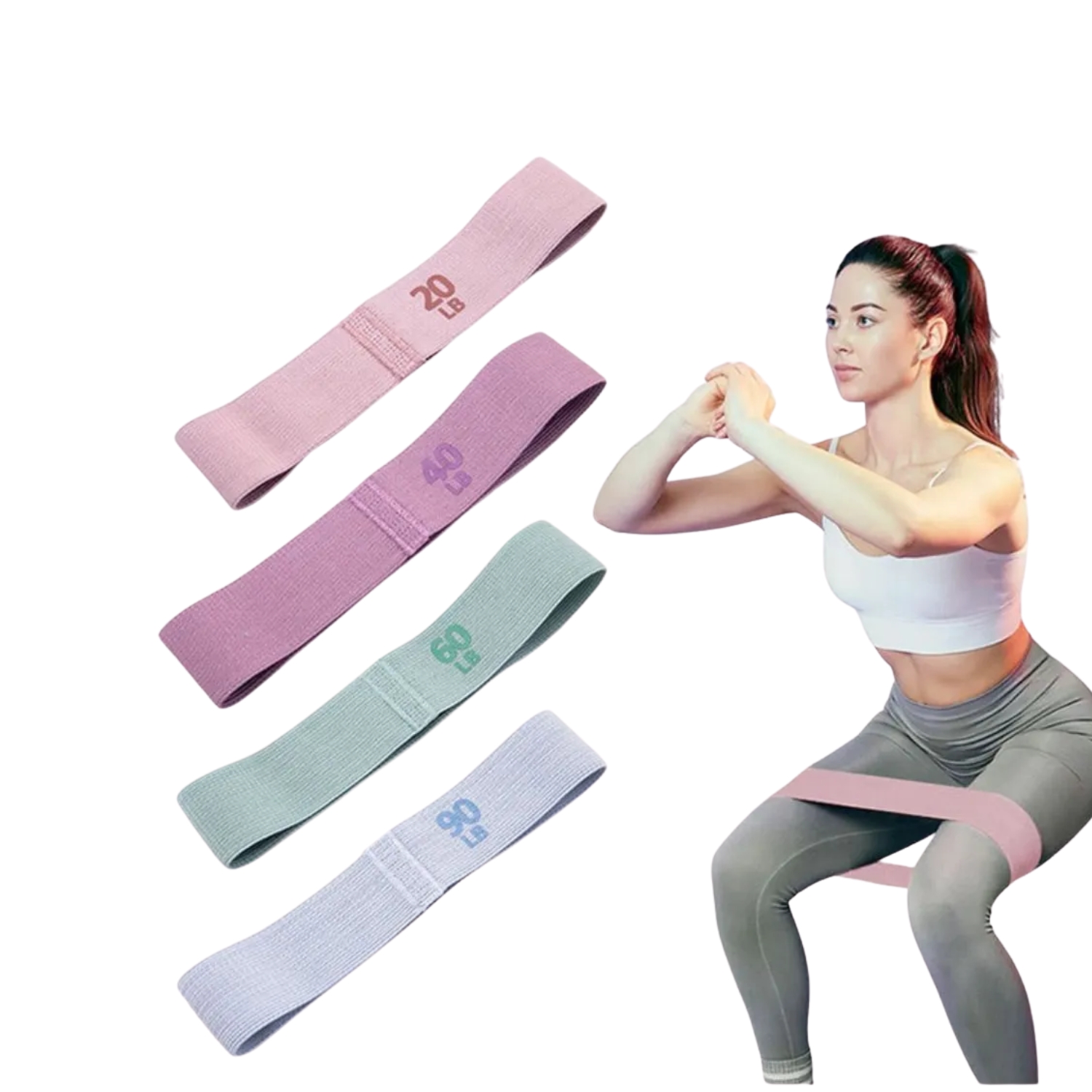 BANDAS DE GLUTEOS TELA SOFT SET 4X RESISTENCIAS - 5