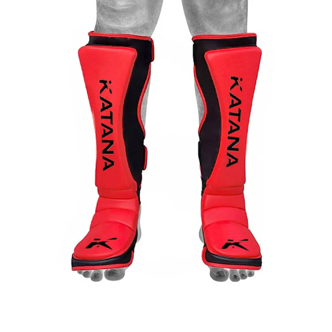 CANILLERAS KATANA MOLDED KING CUERO MAYA SHOCK ROJAS SGR-T7R - XL / TALLA XL - 3