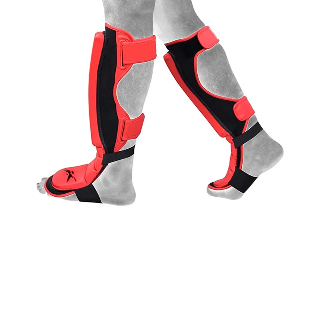 CANILLERAS KATANA MOLDED KING CUERO MAYA SHOCK ROJAS SGR-T7R - XL / TALLA XL - 4