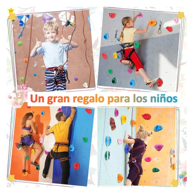 KIT 32 PRESAS 3 MEDIDAS PIEDRA ESCALADA NIÑO DE RESINA CON TUERCAS - 7