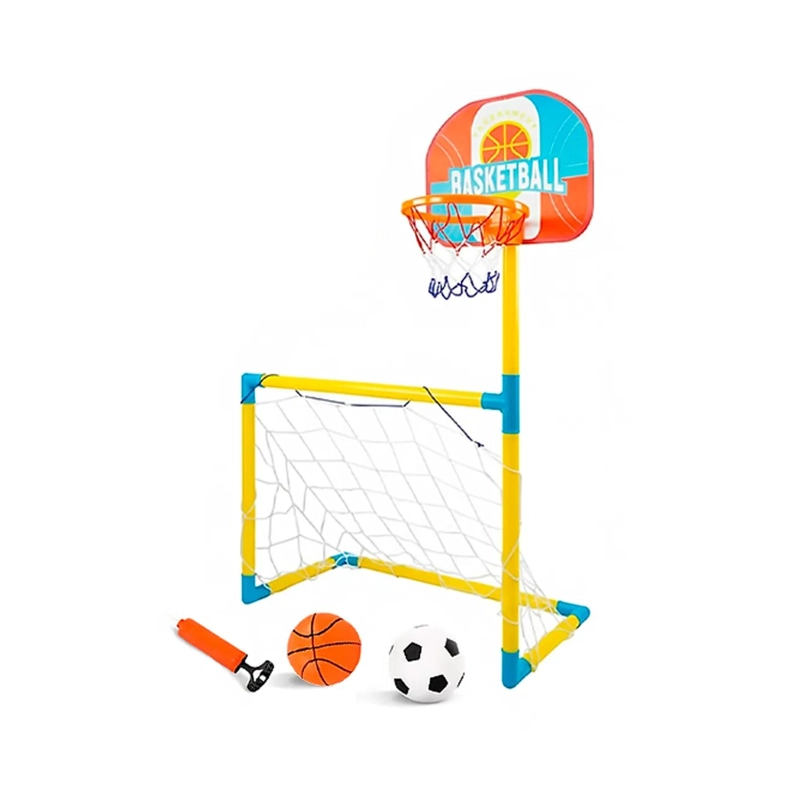 ARCO DE FUTBOL INFANTIL PLEGABLE 49 X 64 CM + DOBLE PELOTA + SOPORTE BASKET – 5019 - 1