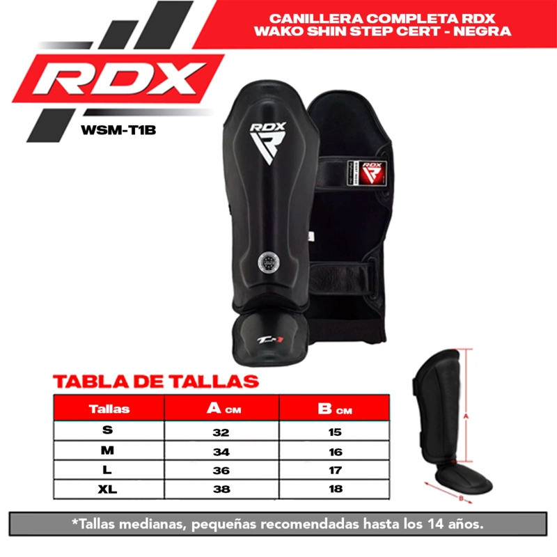 CANILLERAS COMPLETA RDX - WAKO CERT - NEGRA - WSM-T1B TALLA M / TALLA M - 6