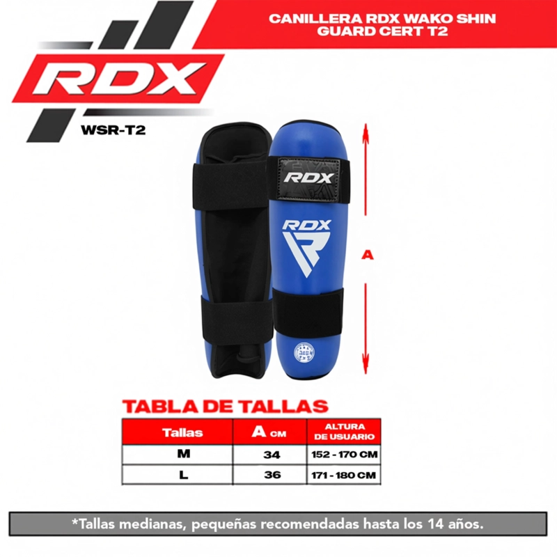 CANILLERAS PAR RDX WAKO SHIN GUARD CERT T2 AZUL WSR-T2 / AZUL TALLA M - 5