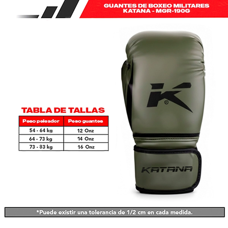 GUANTES DE BOXEO KATANA MILITARES - MGR-190G 12 ONZ / 12 ONZ - 6