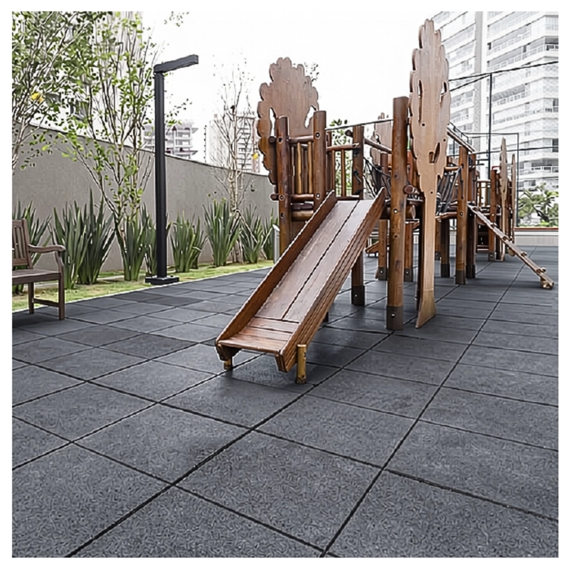 PISO DE CAUCHO PASTELON OUTDOOR 50 X 50 X 25 MM NEGRO - 2