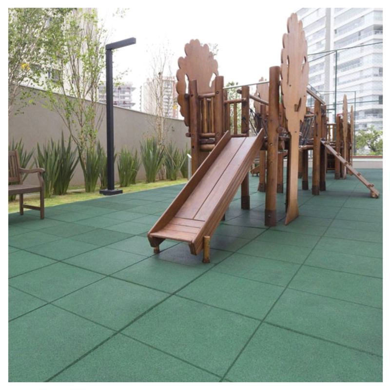 PISO DE CAUCHO PASTELON OUTDOOR 50 X 50 X 25 MM VERDE - 2