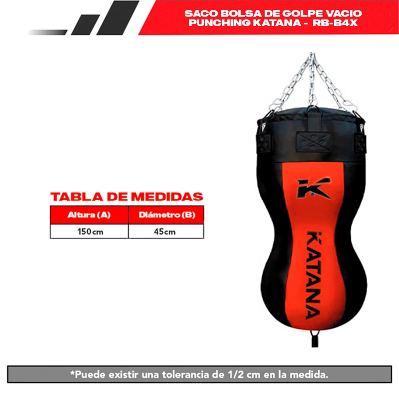 SACO BOLSA DE GOLPE VACIO PUNCHING KATANA – 150 CM X 45 CM PU HEAVY DUTY + GUANTES – RB-B4X - 5