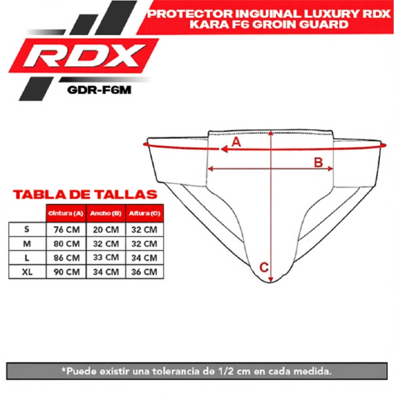 PROTECTOR INGUINAL LUXURY RDX KARA F6 GROIN GUARD MATTE/RED – TALLA – M – GDR-F6MR-S - 4