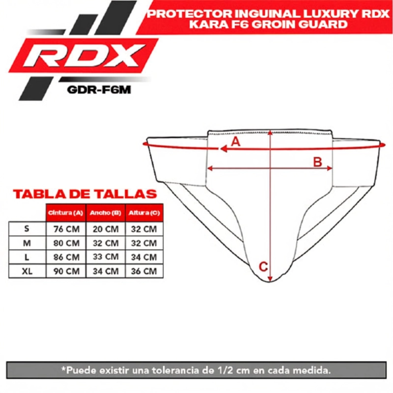 PROTECTOR INGUINAL LUXURY RDX KARA F6 GROIN GUARD MATTE/RED – TALLA – S – GDR-F6MR-S - 4