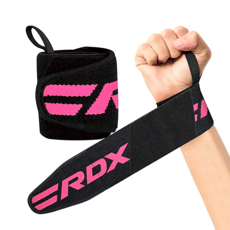 MUÑEQUERAS DE LEVANTAMIENTO RDX CON BUCLE DE PULGAR WRAPS – PINK PRO – WAH-W2P - 1
