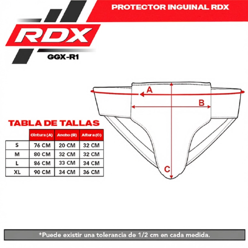 PROTECTOR INGUINAL LUXURY RDX KARA F6 GROIN GUARD RED/BLACK- TALLA – XL – GGX-R1RB-XL - 3