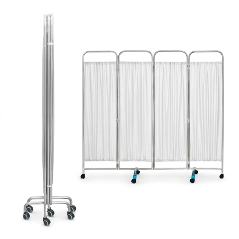 BIOMBO CLINICO DE 4 CUERPOS ACERO INOXIDABLE ALTO 180 CM – SECCION 60 CM – BLANCO JD-FS02 - 4