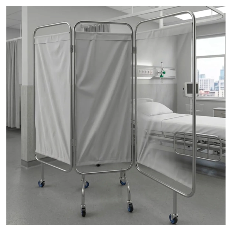 BIOMBO CLINICO DE 3 CUERPOS ACERO INOXIDABLE ALTO 180 CM – SECCION 60 CM – BLANCO JD-FS01 - 3