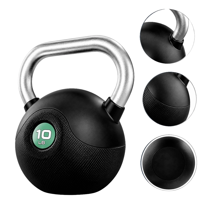 KETTLEBELL PESA RUSA MARCYPRO POLY URETHANE COATED CHROMED 10 LB / 4.5 KG - 010-GREEN - 4