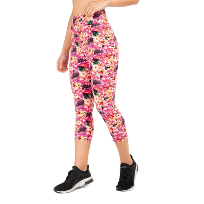 CALZA MUJER PIESSAN PALO ROSA YOGA FLOREADA - 1