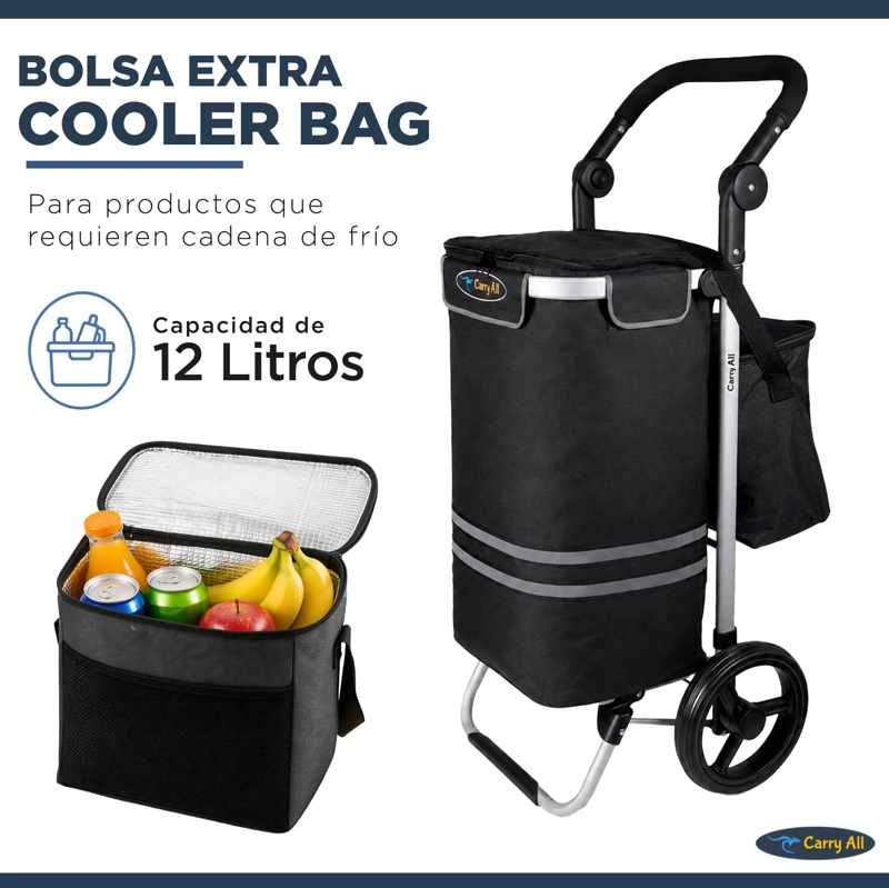 CARRITO COMPRAS PLEGABLE CARRY ALL PERTH NEGRO + BOLSO COOLER - 3