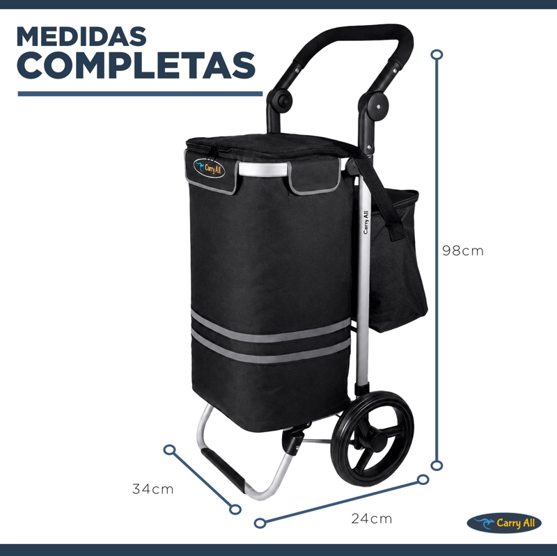 CARRITO COMPRAS PLEGABLE CARRY ALL PERTH NEGRO + BOLSO COOLER - 5