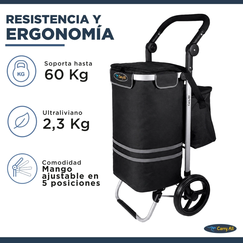CARRITO COMPRAS PLEGABLE CARRY ALL PERTH NEGRO + BOLSO COOLER - 6