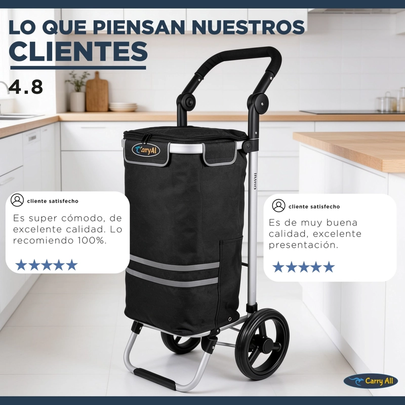 CARRITO COMPRAS PLEGABLE CARRY ALL PERTH NEGRO + BOLSO COOLER - 8