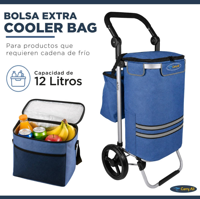 CARRITO COMPRAS PLEGABLE CARRY ALL PERTH AZUL + BOLSO COOLER - 3
