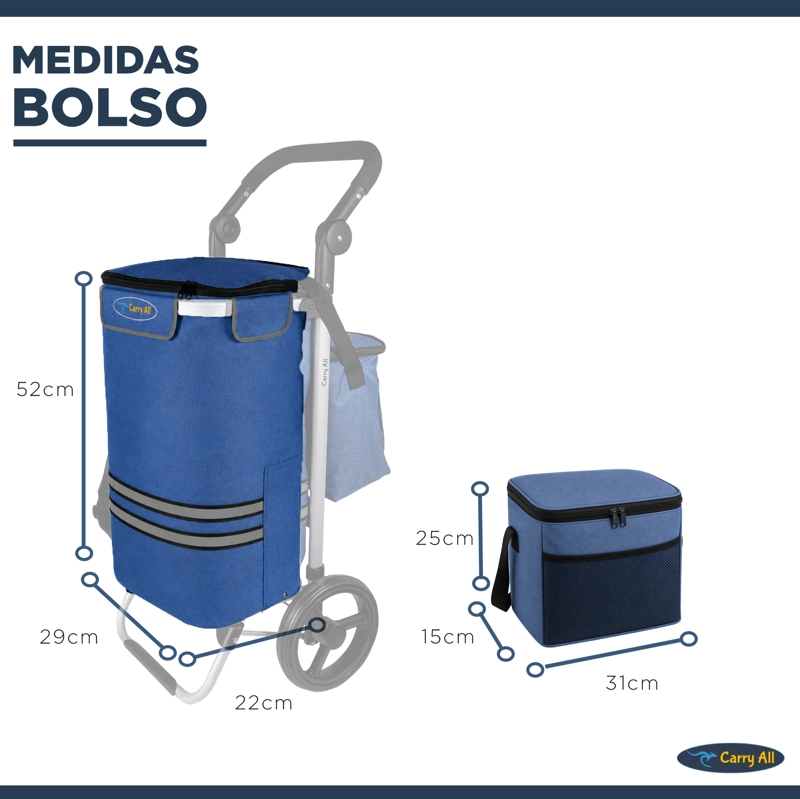 CARRITO COMPRAS PLEGABLE CARRY ALL PERTH AZUL + BOLSO COOLER - 4