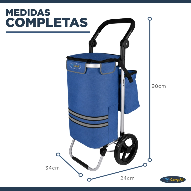 CARRITO COMPRAS PLEGABLE CARRY ALL PERTH AZUL + BOLSO COOLER - 5