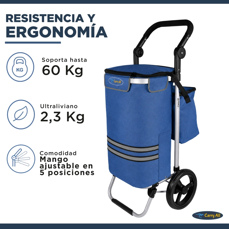 CARRITO COMPRAS PLEGABLE CARRY ALL PERTH AZUL + BOLSO COOLER - 6