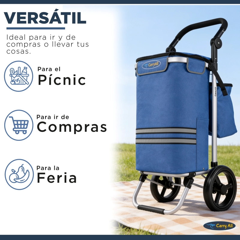CARRITO COMPRAS PLEGABLE CARRY ALL PERTH AZUL + BOLSO COOLER - 7