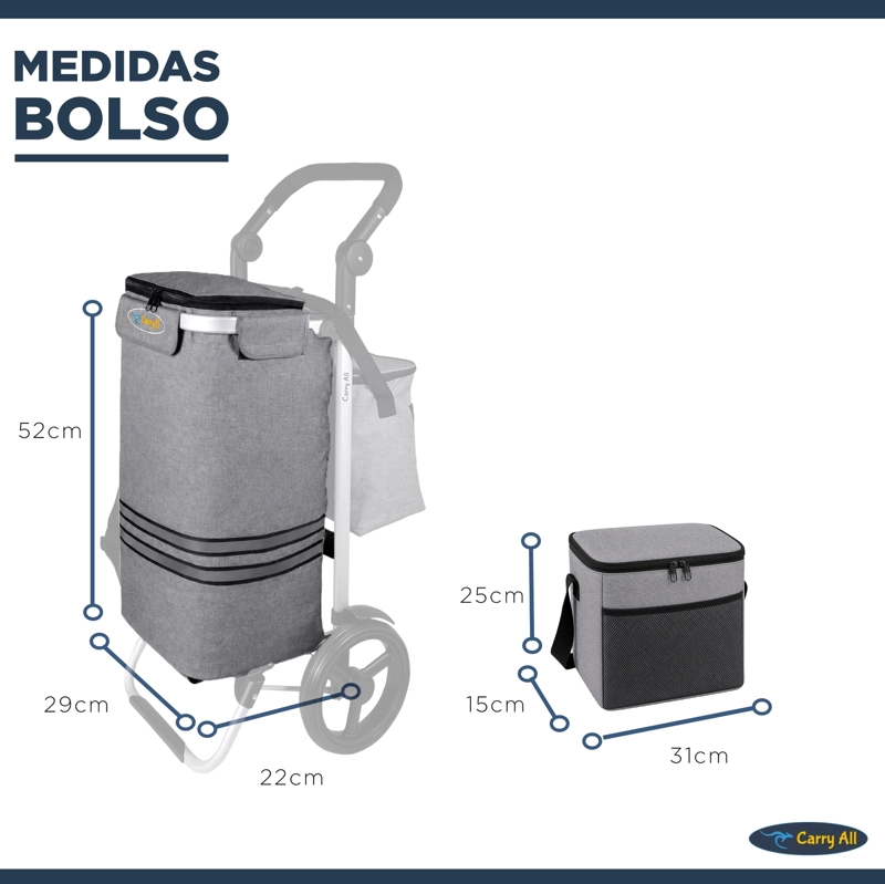 CARRITO COMPRAS PLEGABLE CARRY ALL PERTH GRIS  + BOLSO COOLER - 4