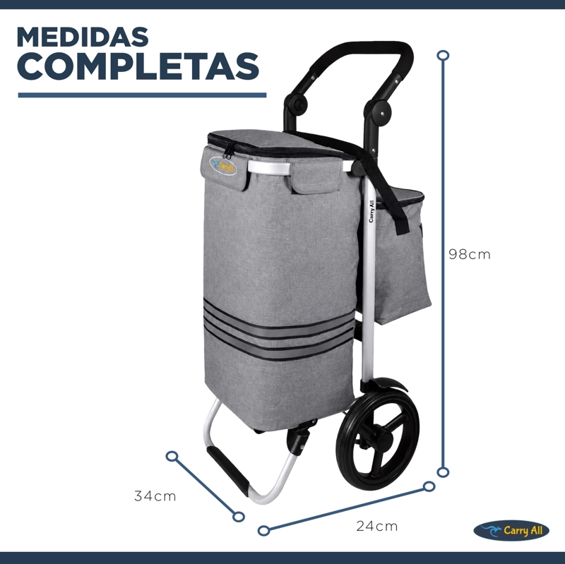 CARRITO COMPRAS PLEGABLE CARRY ALL PERTH GRIS  + BOLSO COOLER - 5