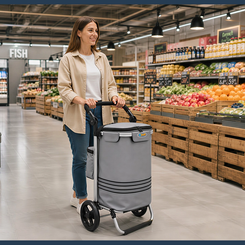 CARRITO COMPRAS PLEGABLE CARRY ALL PERTH GRIS  + BOLSO COOLER - 9