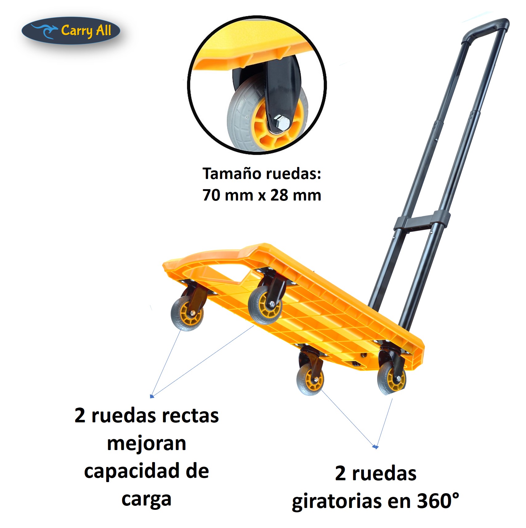 CARRO YEGUA PLEGABLE DE CARGA TIPO PLATAFORMA 100 KILOS - 3