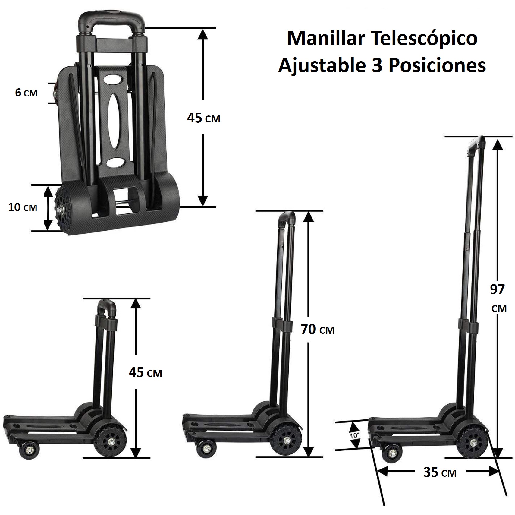 CARRO YEGUA PLEGABLE DE CARGA TIPO PLATAFORMA 65 KILOS - 2