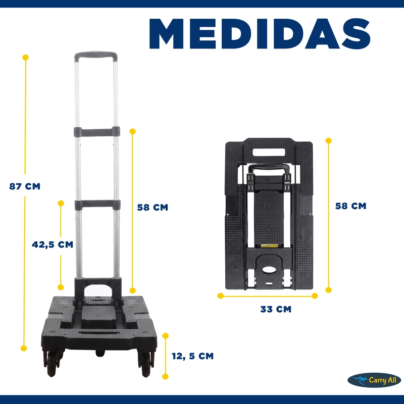 CARRO YEGUA PLEGABLE DE CARGA TIPO PLATAFORMA 150 KILOS - 5