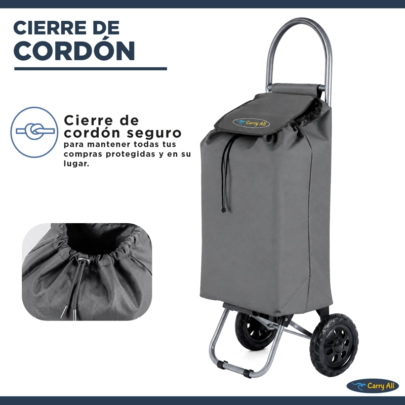 Carrito de Compras Plegable Adelaida Carro Feria Carga Yegua Gris - 3