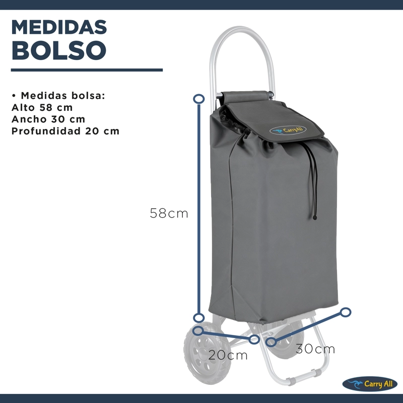 Carrito de Compras Plegable Adelaida Carro Feria Carga Yegua Gris - 4
