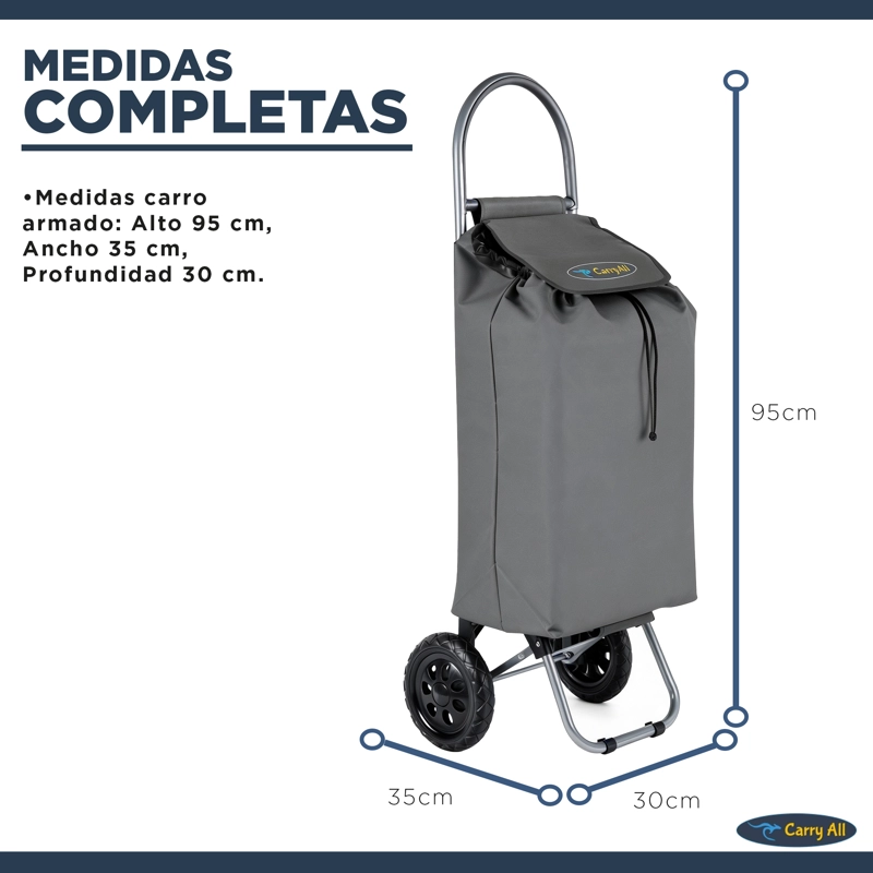 Carrito de Compras Plegable Adelaida Carro Feria Carga Yegua Gris - 5
