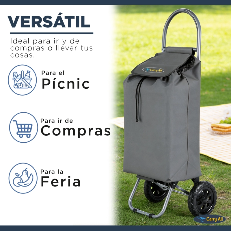 Carrito de Compras Plegable Adelaida Carro Feria Carga Yegua Gris - 7