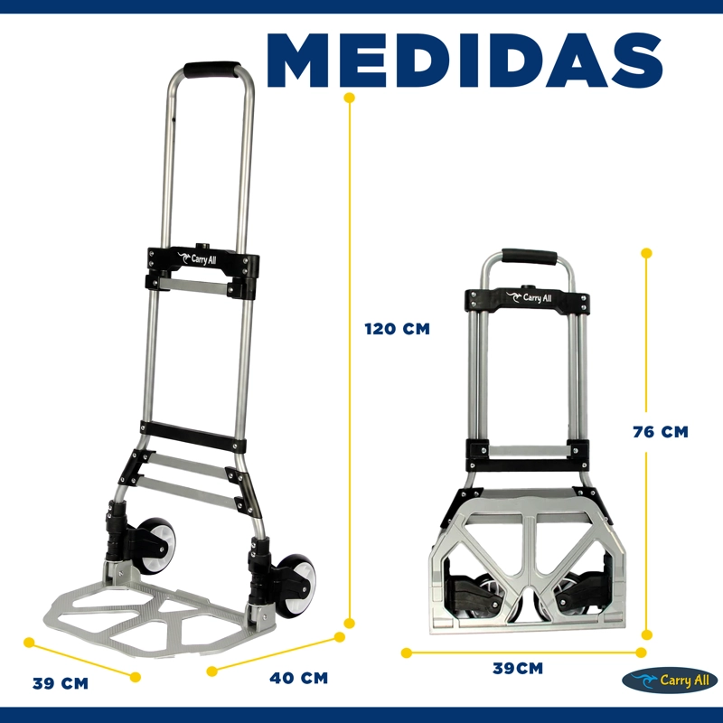 CARRO DE CARGA PLEGABLE TIPO YEGUA 80 KILOS RODAMIENTOS - 5