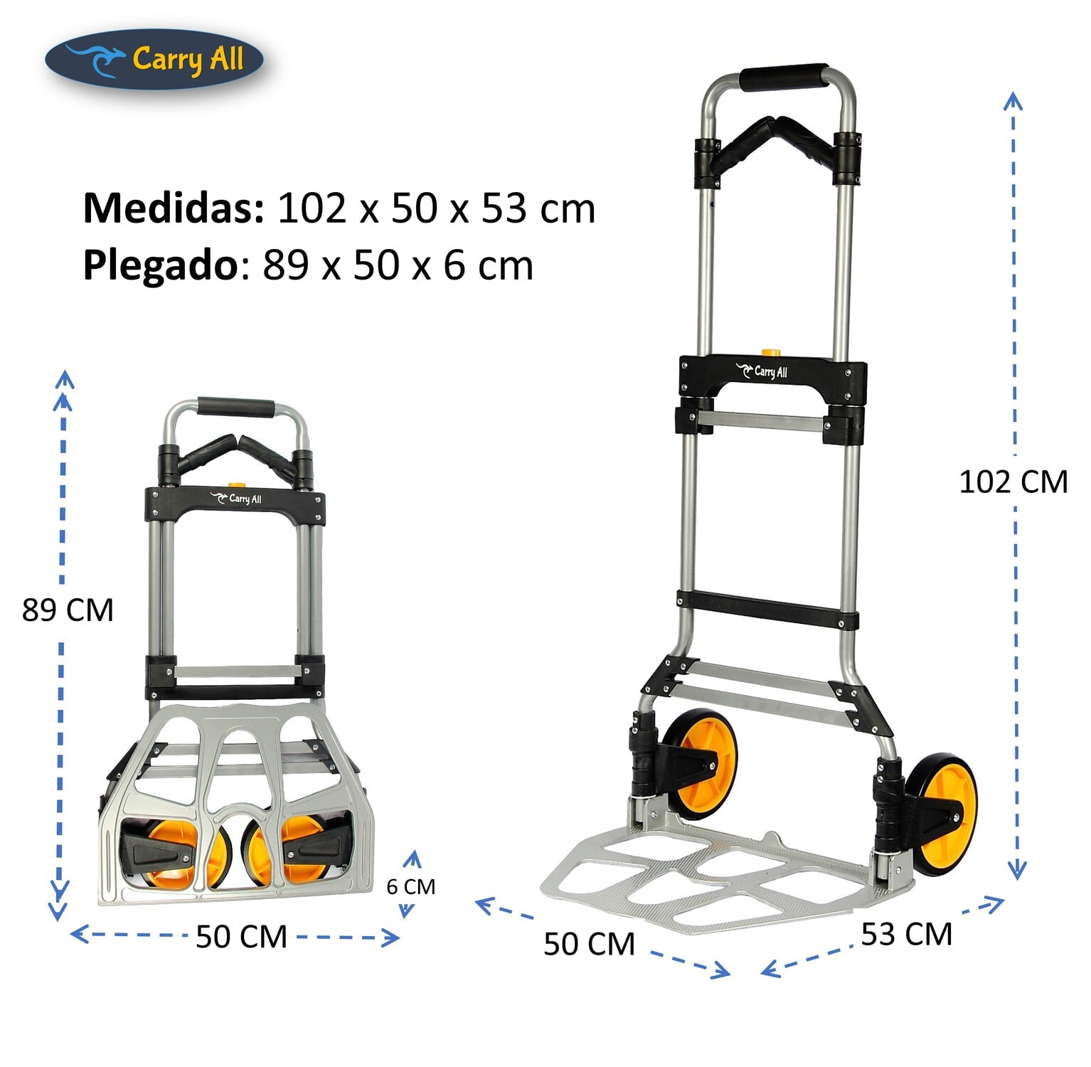 CARRO DE CARGA PLEGABLE TIPO YEGUA 150 KILOS MANILLAS - 2