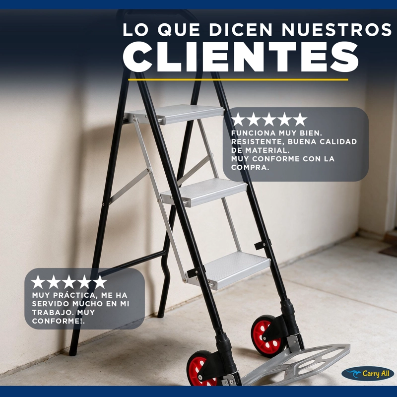 ESCALERA 3 PELDAÑOS CON CARRO DE CARGA PLEGABLE INTEGRADO - 10