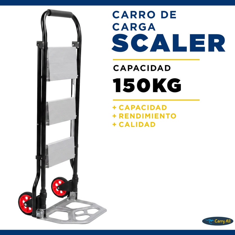 ESCALERA 3 PELDAÑOS CON CARRO DE CARGA PLEGABLE INTEGRADO - 2